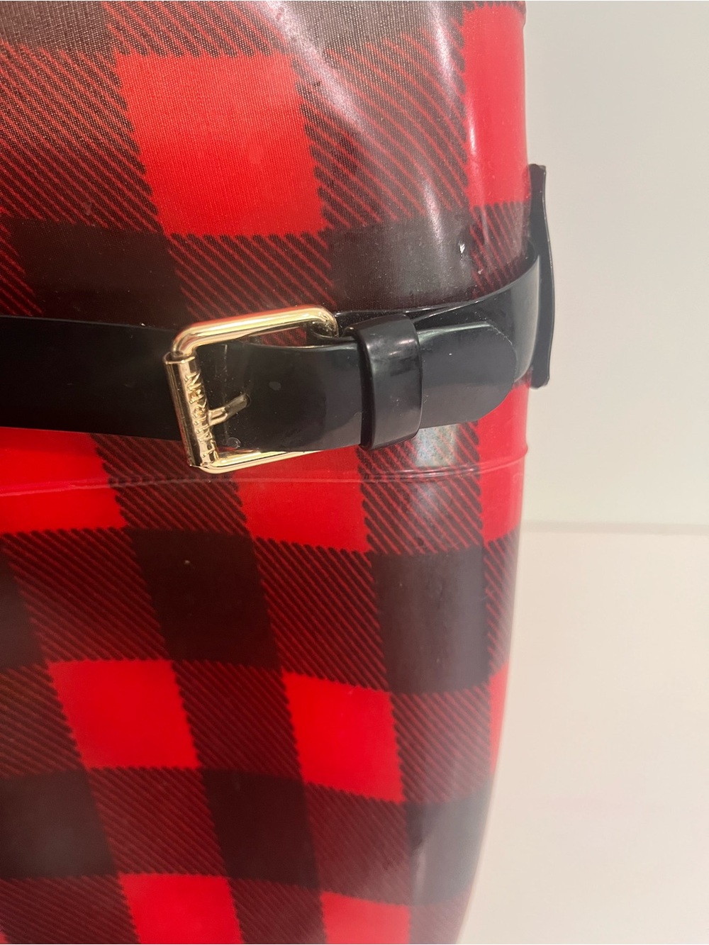 Lauren Ralph Lauren Red Black Buffalo Plaid Rain Boots Size 8 - Picture 9 of 13
